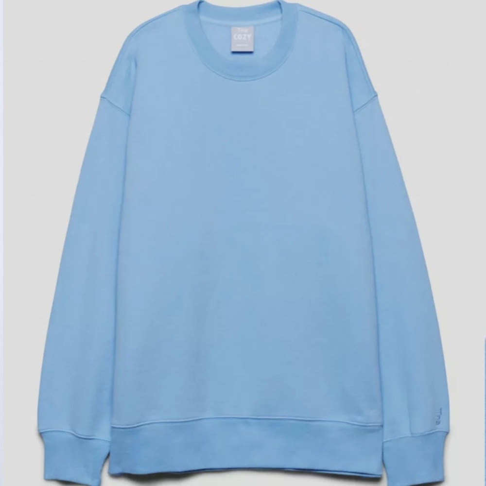 Aritzia TNA cozy fleece boyfriend crew sweatshirt sky blue